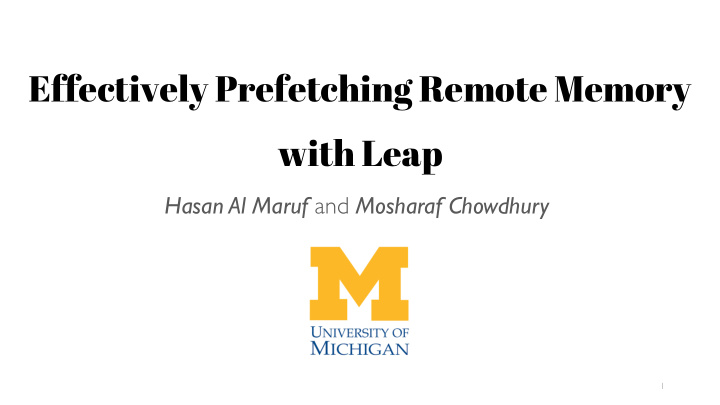 effectively prefetching remote memory with leap