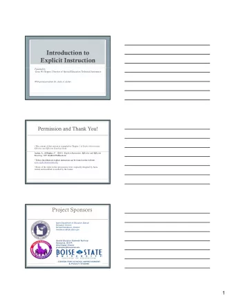 Introduction to  Explicit Instruction  Presented by:  Gina W  . Hopper, Director of Special