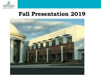 Fall Presentation 2019  Agenda    Overview of TJHSST    The Admissions Process   Part I: