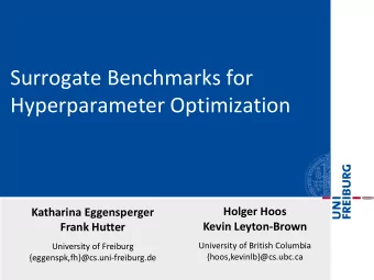 Hyperparameter Optimization  Albert-Ludwigs-Universitt Freiburg  Holger Hoos  Katharina