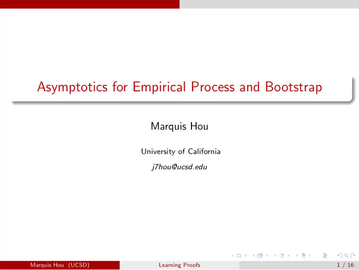 asymptotics for empirical process and bootstrap