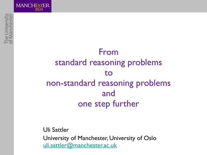 from standard reasoning problems to non standard