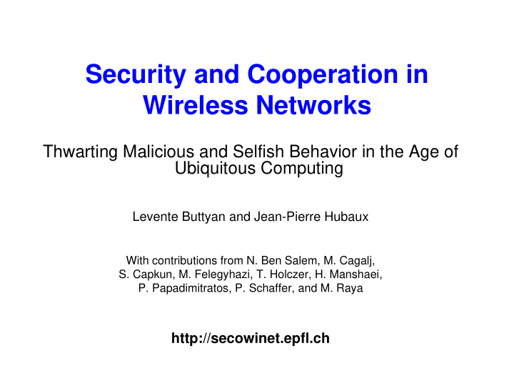 security and cooperation in wireless networks