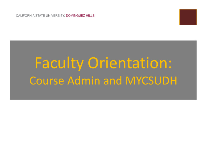 faculty orientation