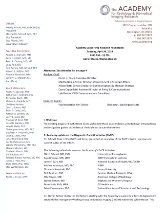 Officers:  1001 Connecticut Ave, NW  Hedvig Hricak, MD, PhD, Dr(hc)  Suite 601  President