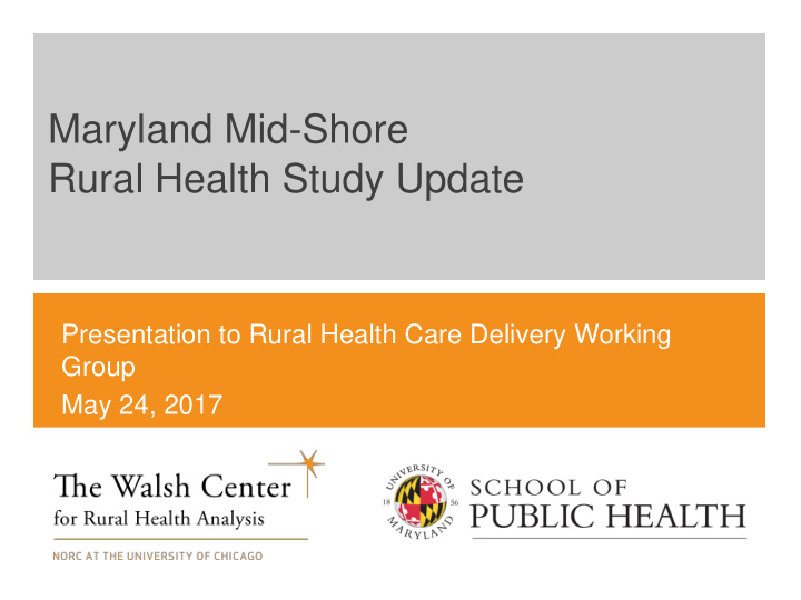 rural health study update