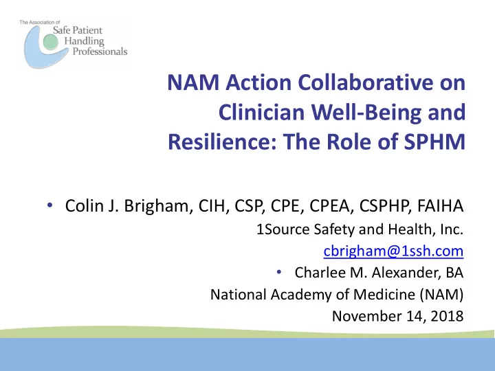 clinician well being and