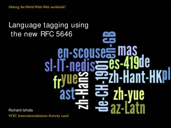 Language tagging using  the new RFC 5646 Richard Ishida  W3C Internationalization Activity Lead