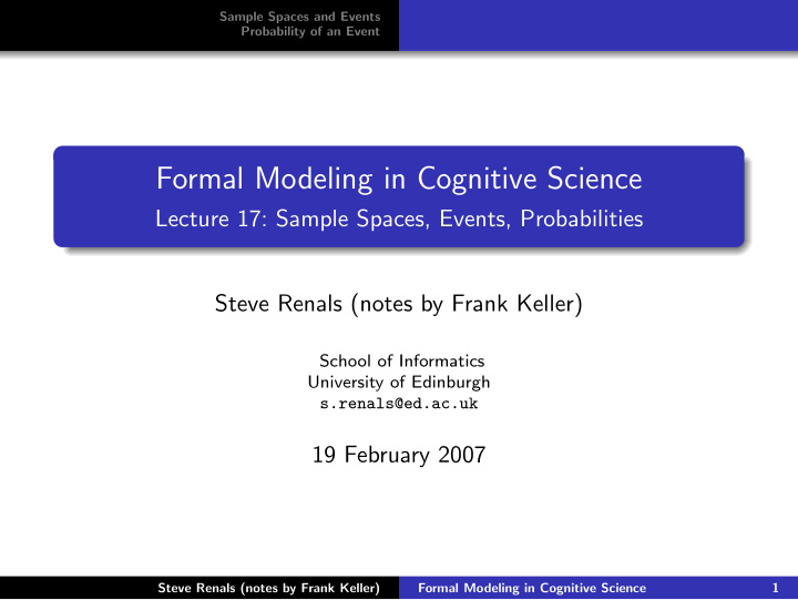 formal modeling in cognitive science