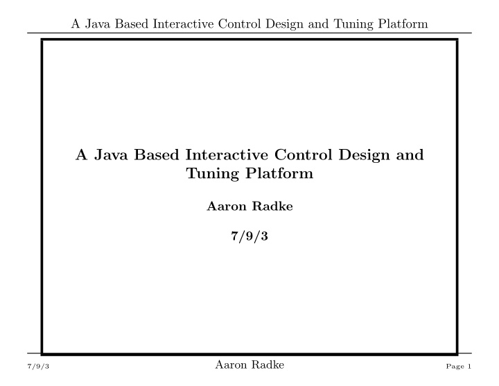 a java based interactive control design and tuning