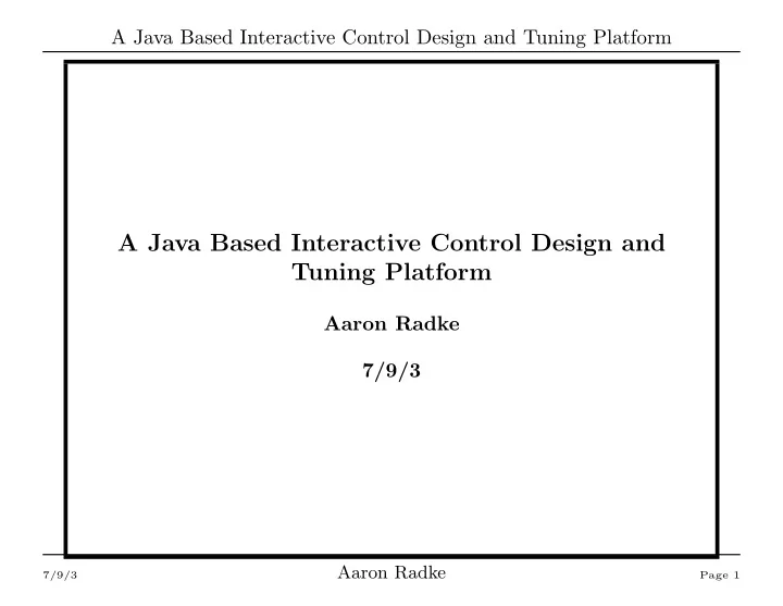 a java based interactive control design and tuning