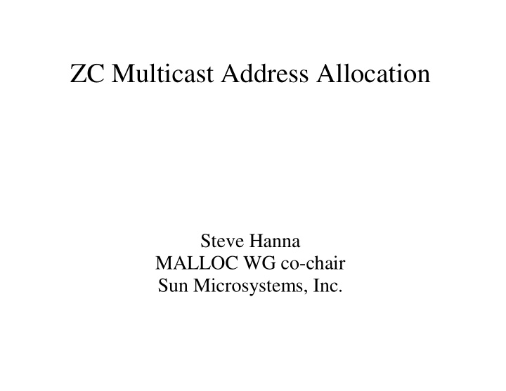 zc multicast address allocation