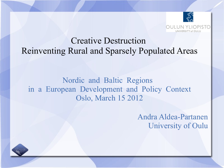 creative destruction reinventing rural and sparsely