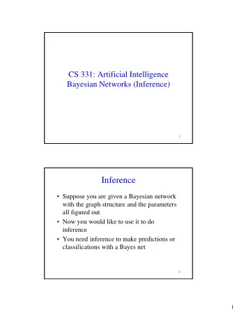 Inference  Suppose you are given a Bayesian network  with the graph structure and the parameters