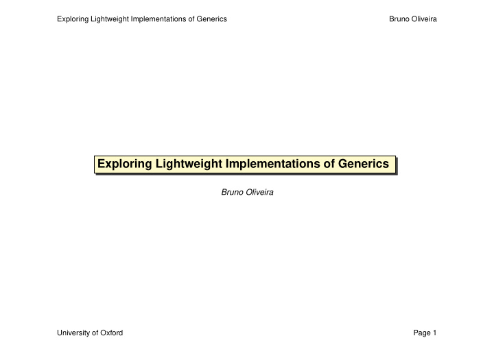 exploring lightweight implementations of generics