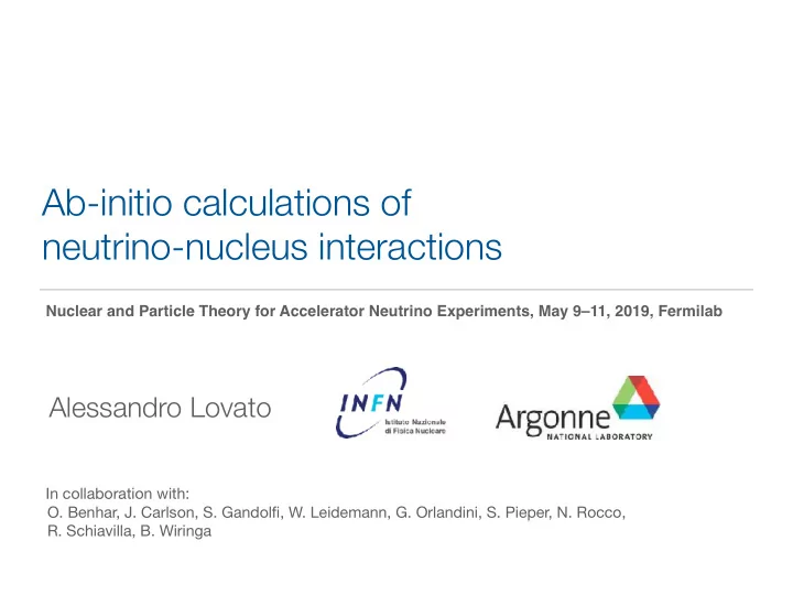 ab initio calculations of neutrino nucleus interactions