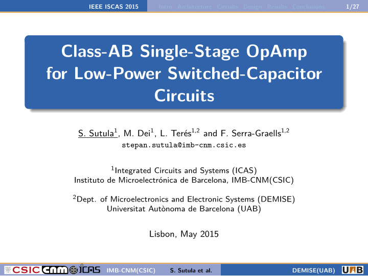 class ab single stage opamp for low power switched