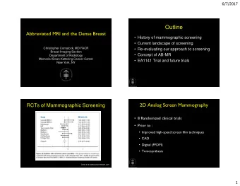 Outline  Abbreviated MRI and the Dense Breast   History of mammographic screening   Current