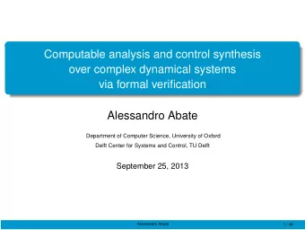 Computable analysis and control synthesis  over complex dynamical systems  via formal verification