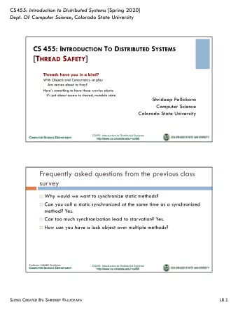 [T HREAD S AFETY ]  Threads have you in a bind?  With Objects and Concurrency at play  Are nerves