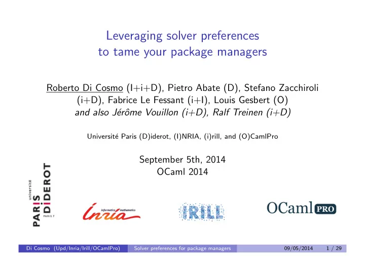 leveraging solver preferences to tame your package