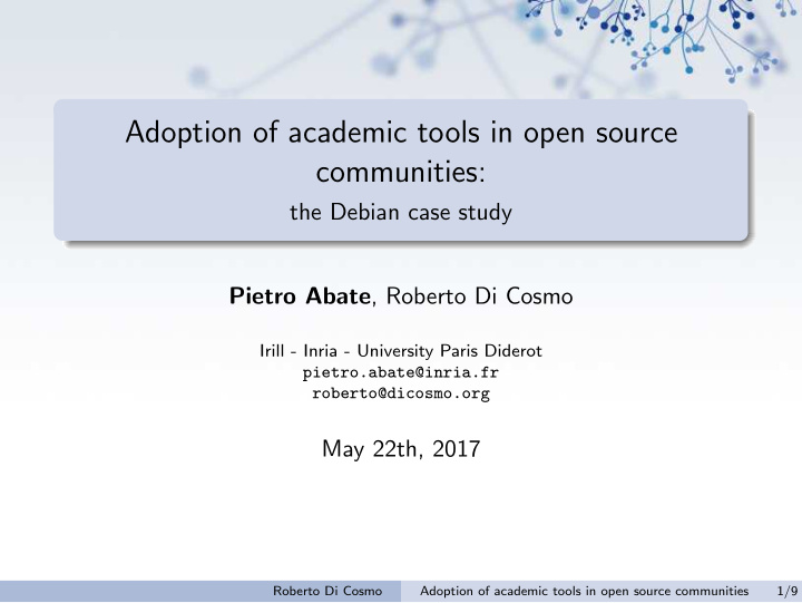 adoption of academic tools in open source communities
