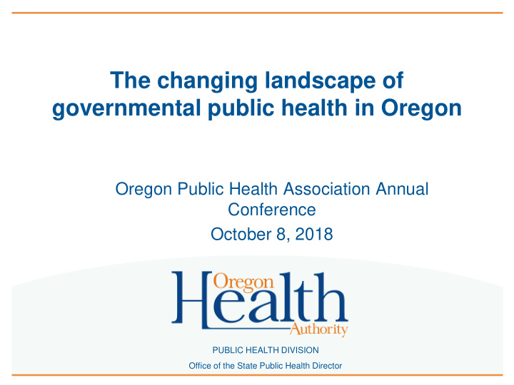 governmental public health in oregon
