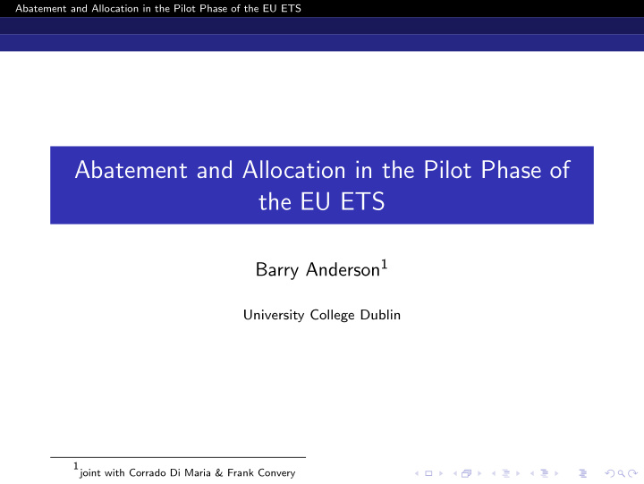 abatement and allocation in the pilot phase of the eu ets