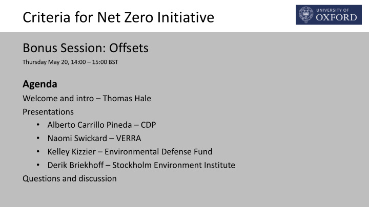 criteria for net zero initiative