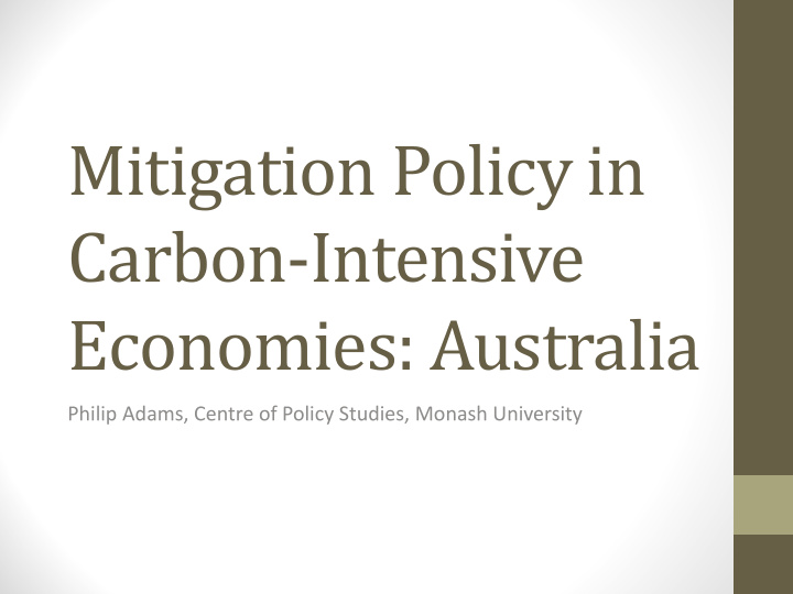 mitigation policy in carbon intensive economies australia