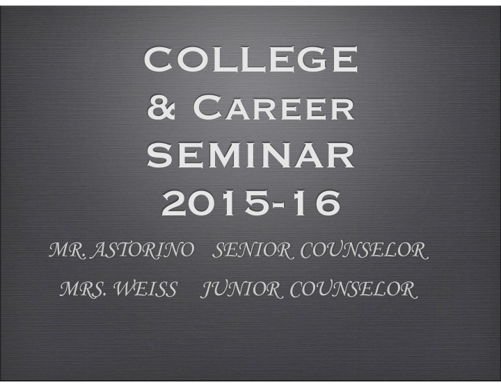 college amp career seminar 2015 16