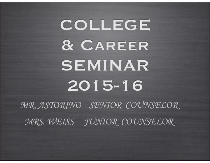 college amp career seminar 2015 16