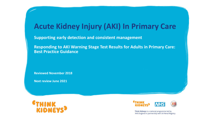 acute kidney injury aki in primary care