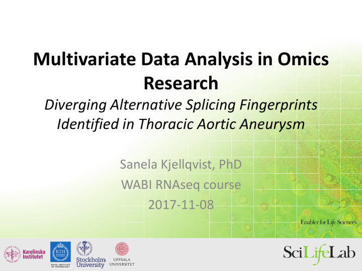 multivariate data analysis in omics research