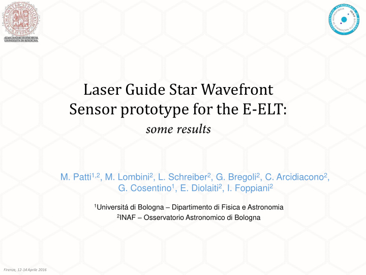 laser guide star wavefront sensor prototype for the e elt