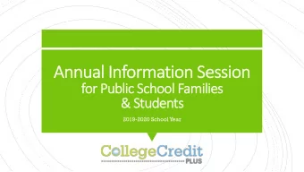 An  Annual Infor  ormation  on Se  Session  on  fo  for Public School Families  &amp;  &amp; Stu