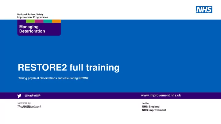 restore2 full training