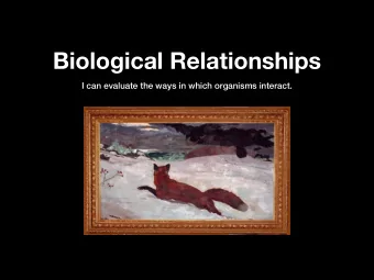Biological Relationships  I can evaluate the ways in which organisms interact.  Types of Biological