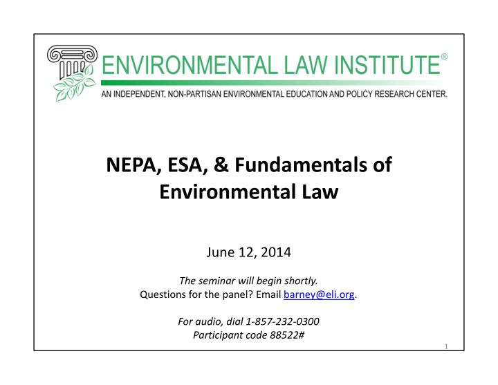nepa esa fundamentals of environmental law