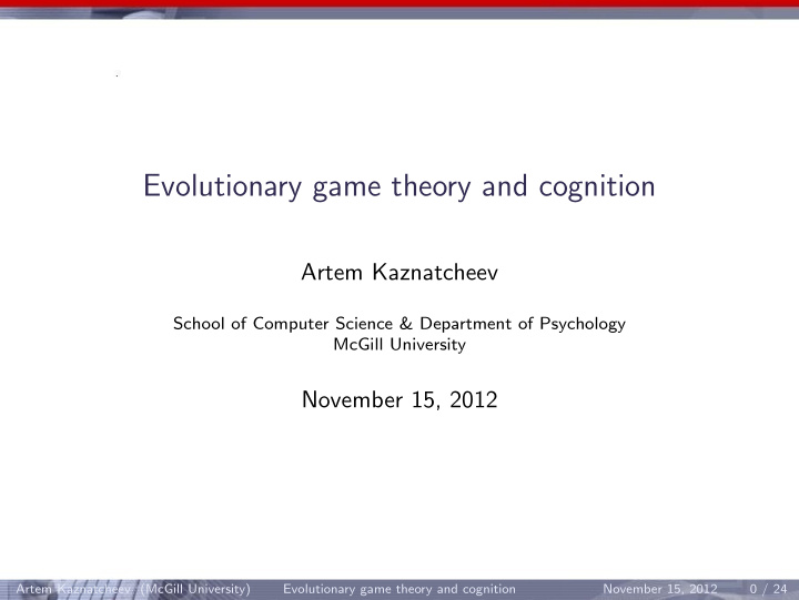 evolutionary game theory and cognition