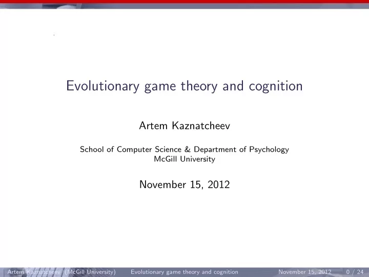 evolutionary game theory and cognition