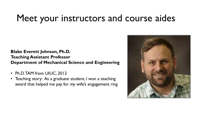 meet your instructors and course aides