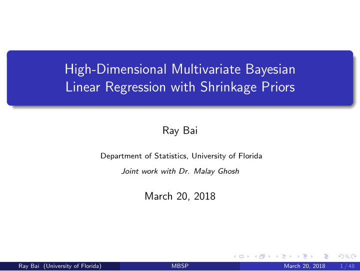 high dimensional multivariate bayesian linear regression