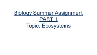 biology summer assignment part 1 topic ecosystems