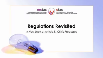 Regulations Revisited  A New Look at Article 31 Clinic Processes  Introduction and Housekeeping