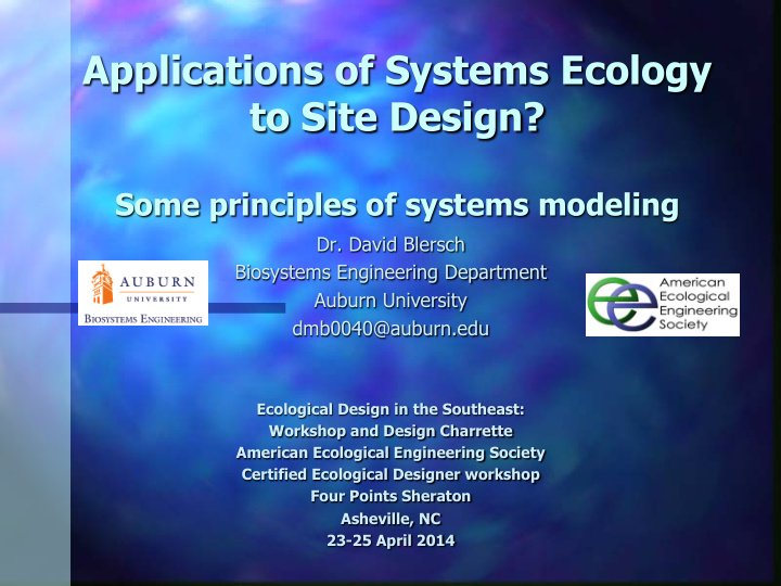 applications of systems ecology to site design