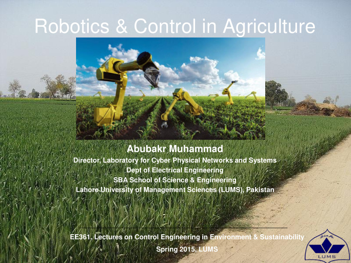 robotics control in agriculture