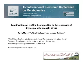 Modifications of leaf lipid composition in the responses of  Modifications of leaf lipid