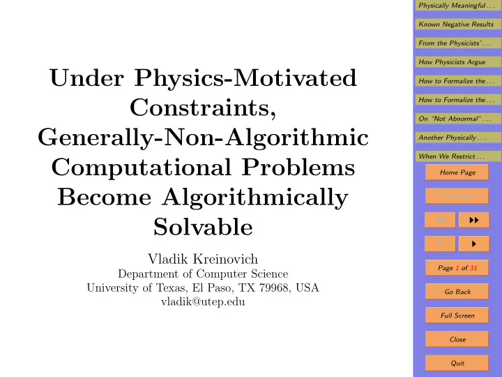 under physics motivated