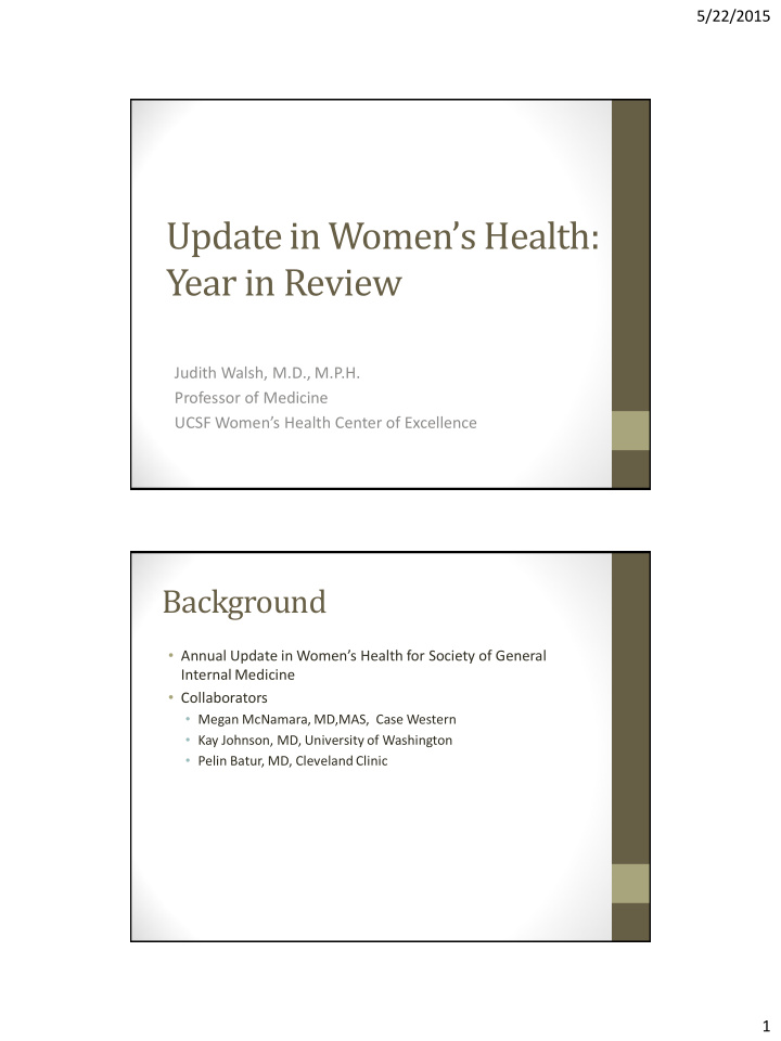 update in women s health
